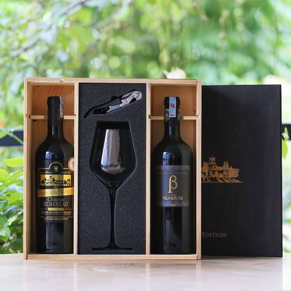 hộp đựng ly rượu vang bằng gỗ