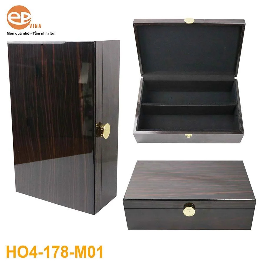 Hộp gỗ sơn màu đựng 2 chai rượu vang 178 có thiết kế hiện đại